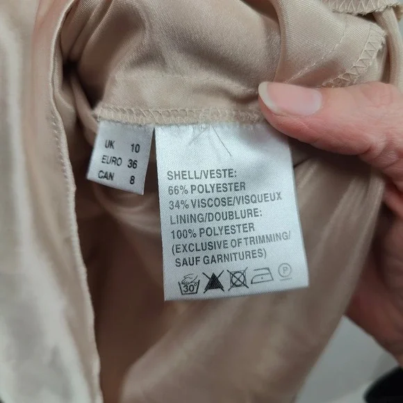 Jacques Vert Dress Womens 8 Red Cream Devore Floral Midi Dress Sleeveless V-Neck - Picture 7 of 9